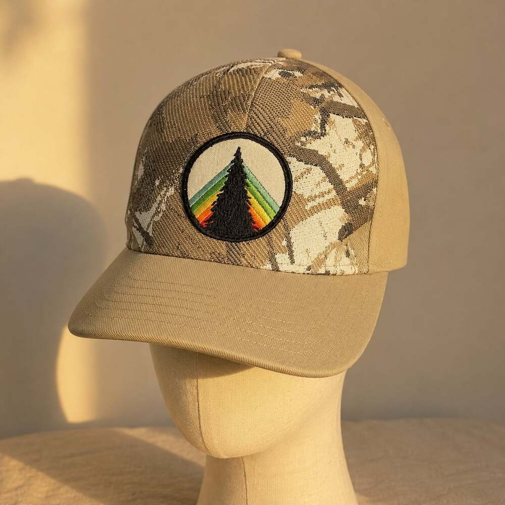 NWT Flipside Hats Eco Ball Cap Rainbow Tree Patch Made USA Snapback Camo Tan OS